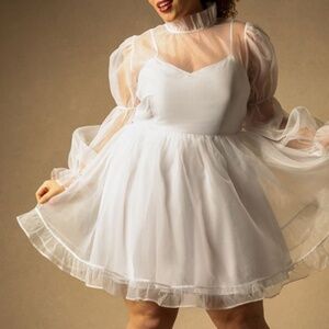 ELOQUII- Bridal White Mini Dress